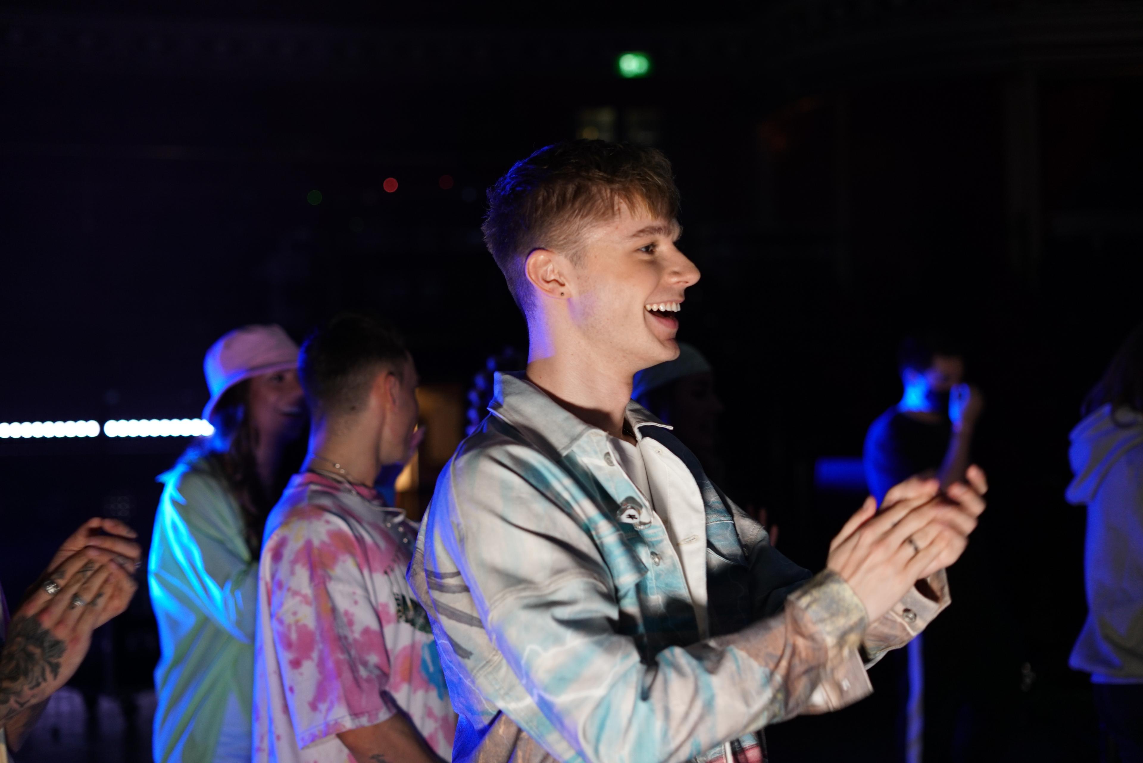 HRVY laughing backstage before the recording of his live stream performance at Royal Albert Hall 